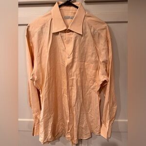 Ermenegildo Zegna Men’s Peach micro check Button-Up Shirt